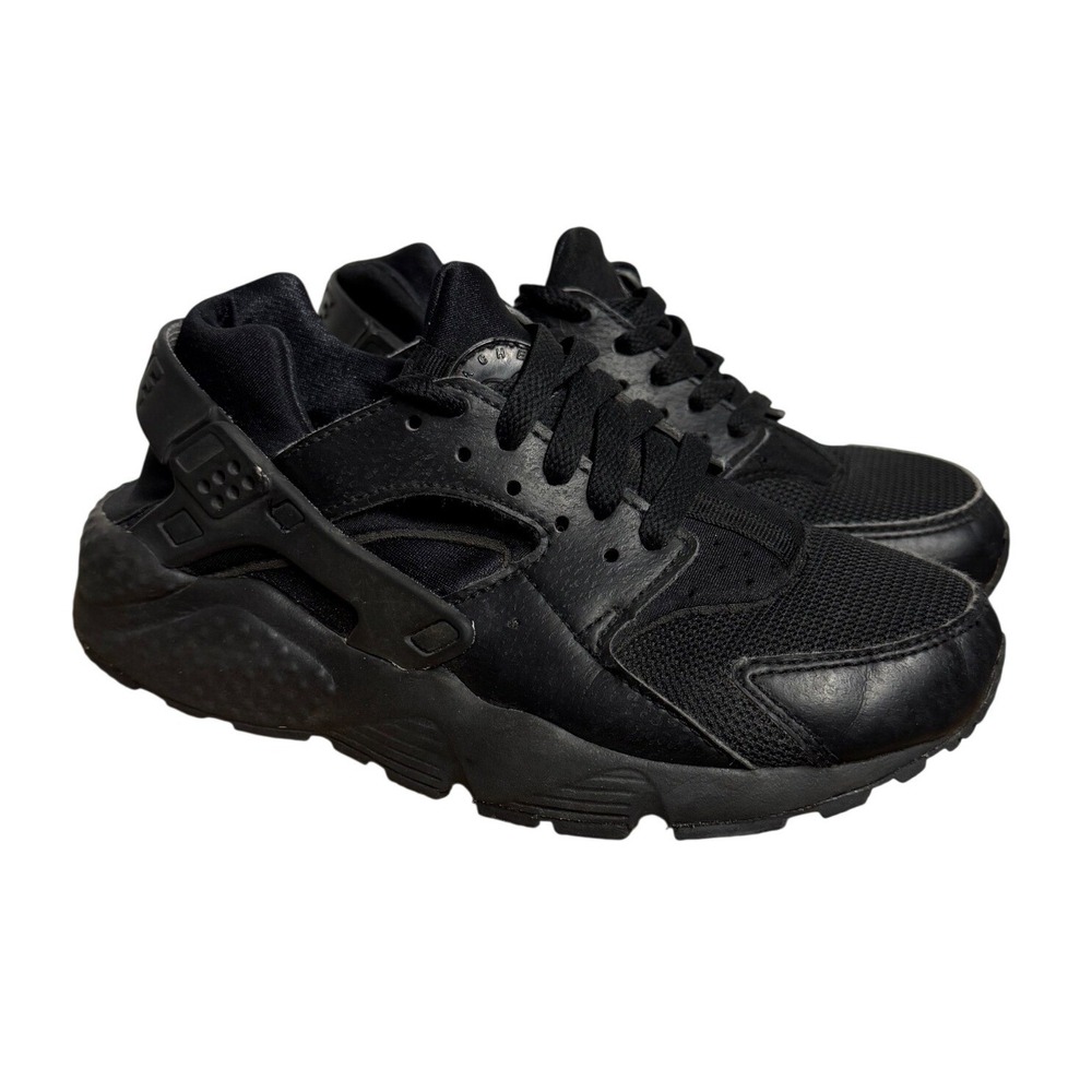 Nike Air Huarache Run Triple Black Kids Sneakers 654275-016 Size 4Y